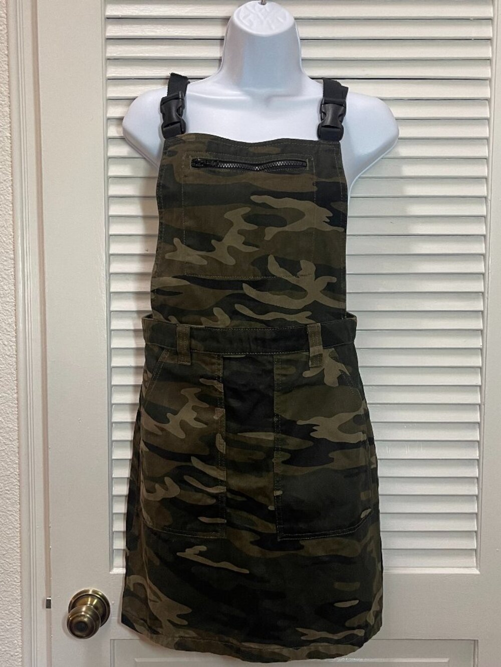Topshop Camo Pinafore Dress US 6 Utility Mini